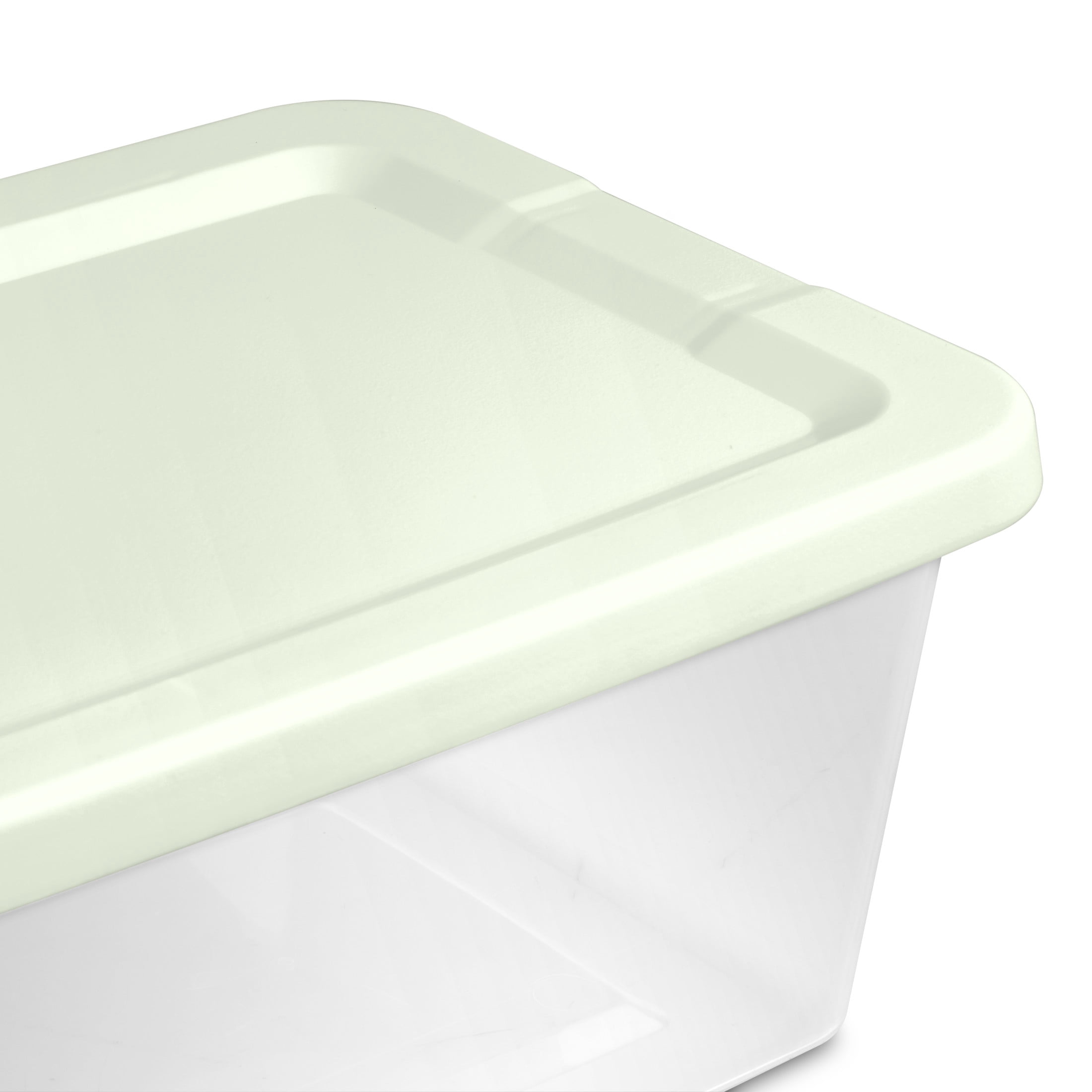 Sterilite Set of (10) 6 Quart Storage Boxes, Clear Plastic Storage Bin with Snap-on Lid, Light Green