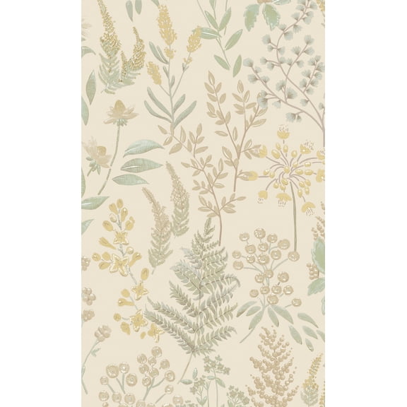 Beige Wildflowers Floral Wallpaper