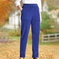 thumbnail image 2 of Linen Cropped Pants Women High Waisted Straight Leg Fall Pants for Seniors Casual Loose Long Trouser with Pockets, 2 of 7