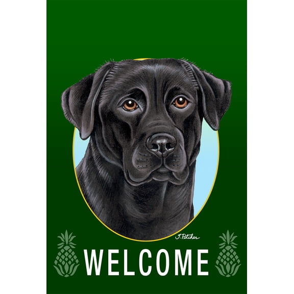 Black Labrador - Best of Breed Welcome Pineapples House Flags