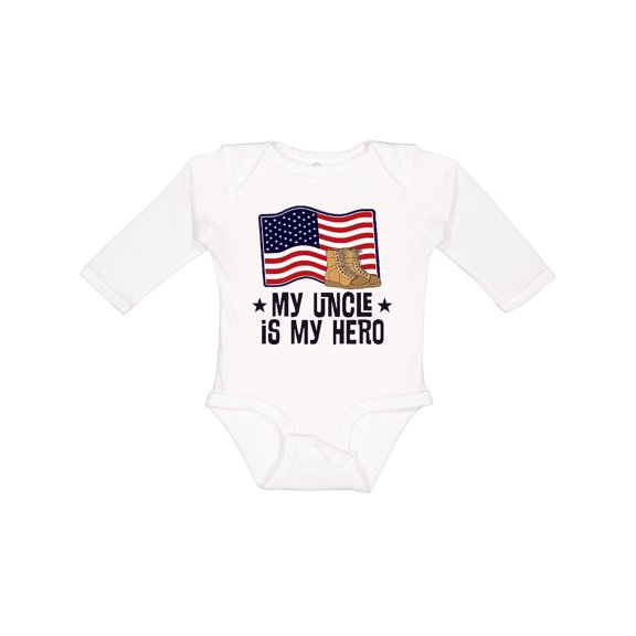 Inktastic My Uncle is My Hero Military Nephew Boys or Girls Long Sleeve Baby Bodysuit