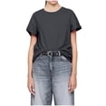 thumbnail image 1 of Camisetas de Cuello en V de Algodón de Mujer de Manga Corta de Ajuste Suelto, Camisa de Cuello Redondo de Color Sólido de Moda, 1 of 5