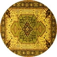 thumbnail image 1 of Ahgly Company Machine Washable Indoor Round Oriental Yellow Industrial Area Rugs, 3' Round, 1 of 4