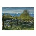 thumbnail image 1 of Farmland Cutting Board, Idyllic Scene with Tree Trunk Plank and Snow Mountain Range the Alps Photo, Decorative Tempered Glass Cutting and Serving Board, Small Size, Green Blue, by Ambesonne, 1 of 1