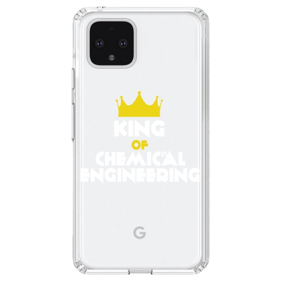 DistinctInk Clear Shockproof Hybrid Case for Google Pixel 4 (6.1" Screen) - TPU Bumper Acrylic Back Tempered Glass Screen Protector - King of Chemical Engineering