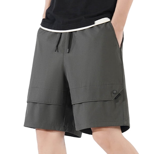 Pantalones cortos casuales de color liso para hombre, tejido de seda Ice, elástico en cuatro direcciones, deportes al aire libre, transpirables, M-XXXXL