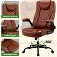 thumbnail image 5 of COOLHUT Big and Tall Office Chair, Executive Home Office Desk Chairs, Ergonomic Computer Faux Leather Desk Chair with Adjustable Flip-Up Arms, Lumbar Support Swivel Task Chair, Vintage Brown, 5 of 17