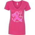 thumbnail image 3 of Inktastic Love, Care, Cure Breast Cancer Awareness Pink Ribbon Women's V-Neck T-Shirt, 3 of 5
