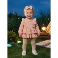 thumbnail image 5 of Cjfdfy Newborn Baby Girls Fall Romper Clothes Solid Ruffled Long Sleeve Bubble Dress Bodysuit And Bow Headband Infant Cute Jumpsuit Fall Winter Outfit 0-18 Months, 5 of 9