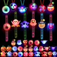 thumbnail image 1 of Juguetes para fiestas de Halloween para niños, 24 piezas, anillo de luz LED de Halloween, collares, pulseras, broche, juguetes de Halloween que brillan en la oscuridad, suministros para fiestas para decoraciones de Halloween, juegos de fiesta, regalo Zhivalor OTTO-ZYS-0321, 1 of 7