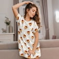thumbnail image 3 of Fotbe Funny Corgi Bata de Dormir para Mujer con Estampado, Camisón de Algodón de Manga Corta, Ropa de Dormir Casual, 3 of 6