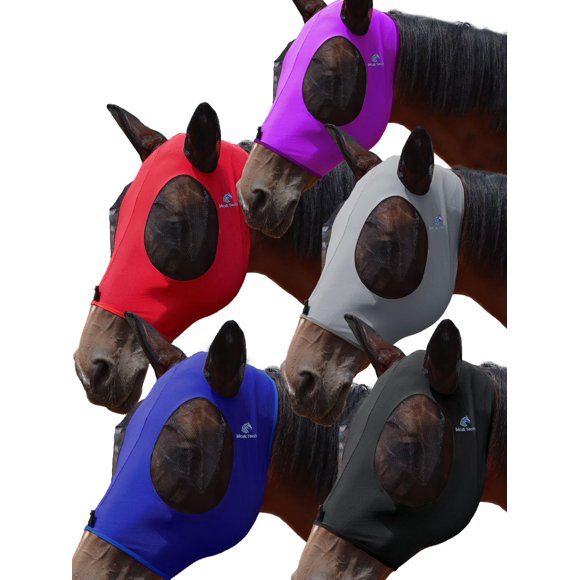 Máscara antimoscas para caballo, paquete de 5, Mask-Tech, protección UV, talla grande