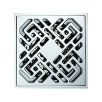 Square Shower Drain Chrome 4 Inch, Shower Floor Drain Copper with Removable Grid Grate Cover & Hair Strainer for Bathroom