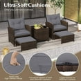thumbnail image 6 of Costway 5 PCS Patio Rattan Furniture with 2 Wicker Ottomans & Tempered Glass Coffee Table Gray, 6 of 10