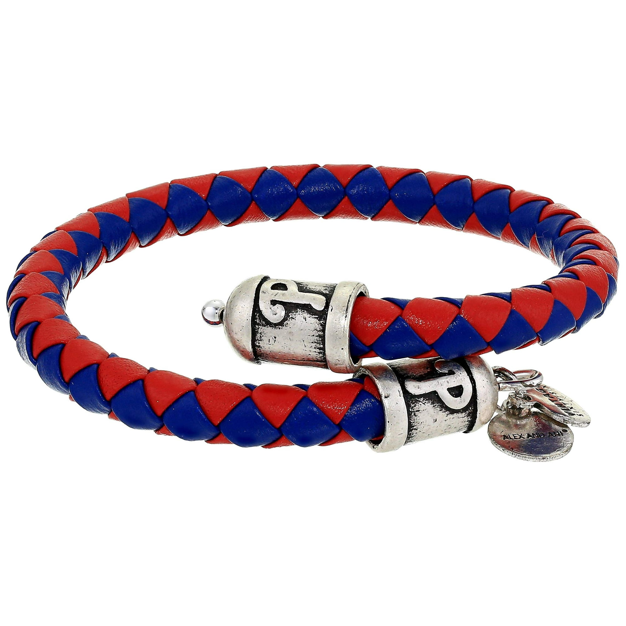 Alex and Ani Unisex Philadelphia Phillies Braided Leather Rafaelian Silver Tone Wrap Bracelet Walmart