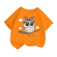 thumbnail image 1 of LUOGENLI T-Shirt pour Filles Enfant Filles Mignon Imprimé Col Rond Manches Courtes Tee Été Décontracté Ample Mode T-Shirt Hauts Chemises pour Filles Entraînement Orange 2-4 Ans, 1 of 4