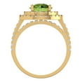 thumbnail image 4 of 2.68 ct Brilliant Round Cut Natural Peridot 18K Yellow Gold Halo Solitaire with Accents Engagement Bridal Wedding Ring Band Set size 7.75, 4 of 7