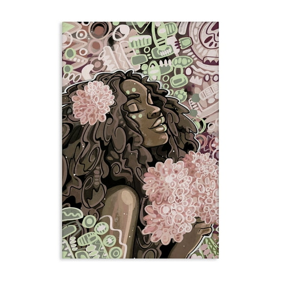 Stupell Industries Expressive Patterned Woman Novelty Painting Gallery Wrapped Canvas Art Print Wall Art, 16 x 24