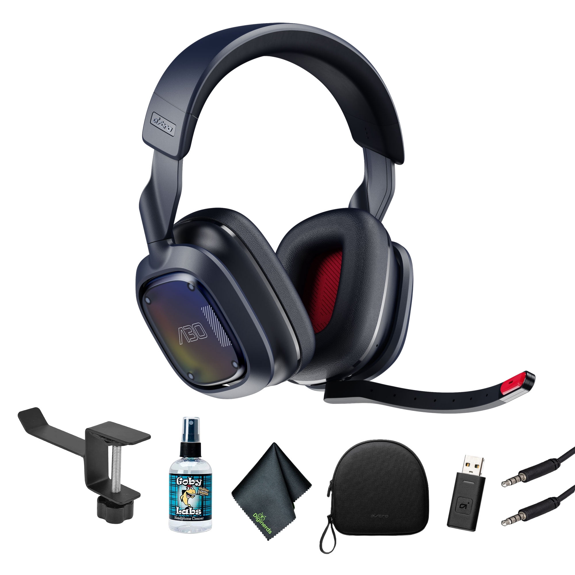 ASTRO Gaming A30 Wireless Gaming Headset for PS5, PS4, Nintendo Switch, PC, Android, Bluetooth, 3D Audio Compatible, Detachable Boom Microphone Bundle with Headphones Holder+More (Blue)