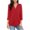 Red, variant on Patlollav Plus Size Womens Casual Loose Pullover V-Neck Top Solid Color Shirt