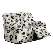 TSOVTHRID Paw Doodle White Print Recliner Loveseat Cover,Stretch Reclining Sofa Covers with Pockets, Loveseat Recliner Slipcovers Furniture Protector for Pets