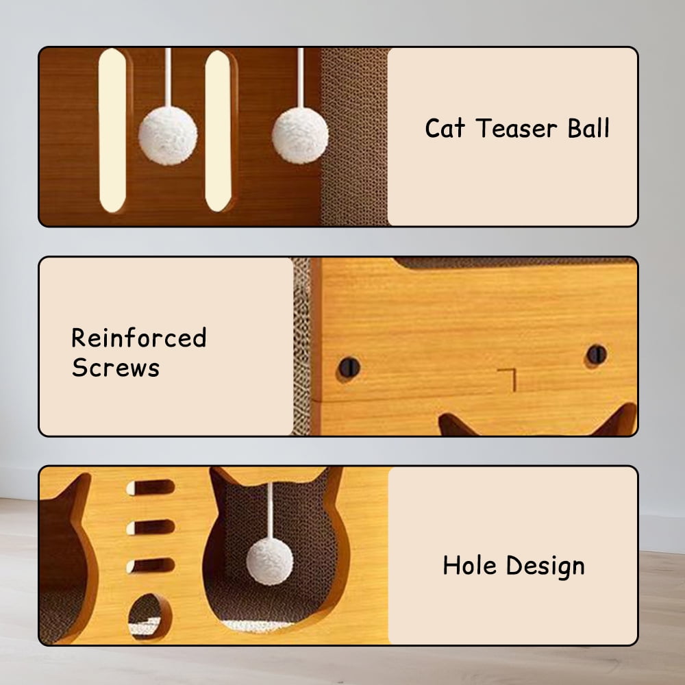 Cat Scratching Board Corrugated Large Space Cat Rest Villa Cat House Cat Bed With Scratch Pads Corrugated Pet Toys