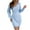 Light Blue, variant on VERUGU Sweaters for Women Casual Fall Winter V Neck Solid Dough Twists Waist Closing Long Sleeve Loose Warm Hip Wrap Wool Dress Light Blue S