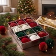thumbnail image 5 of 12 Pack, Christmas Tree Ornaments Set 2.5 Inch Velvet Christmas Ornaments Flocked Burgundy Red Green Christmas Ball Ornaments for Indoor Christmas Decorations Holiday Home Party, 5 of 7