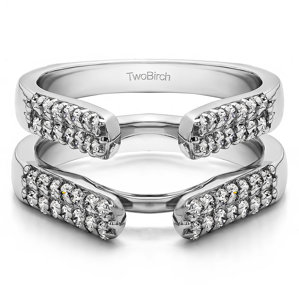 TwoBirch Brilliant Moissanite Mounted in Sterling Silver Double Row