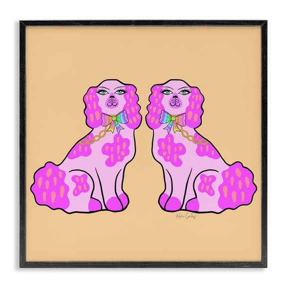 Stupell Industries Modern Funky Glam Pooches Black Framed Giclee Art, 12 x 12, by Katie Conley