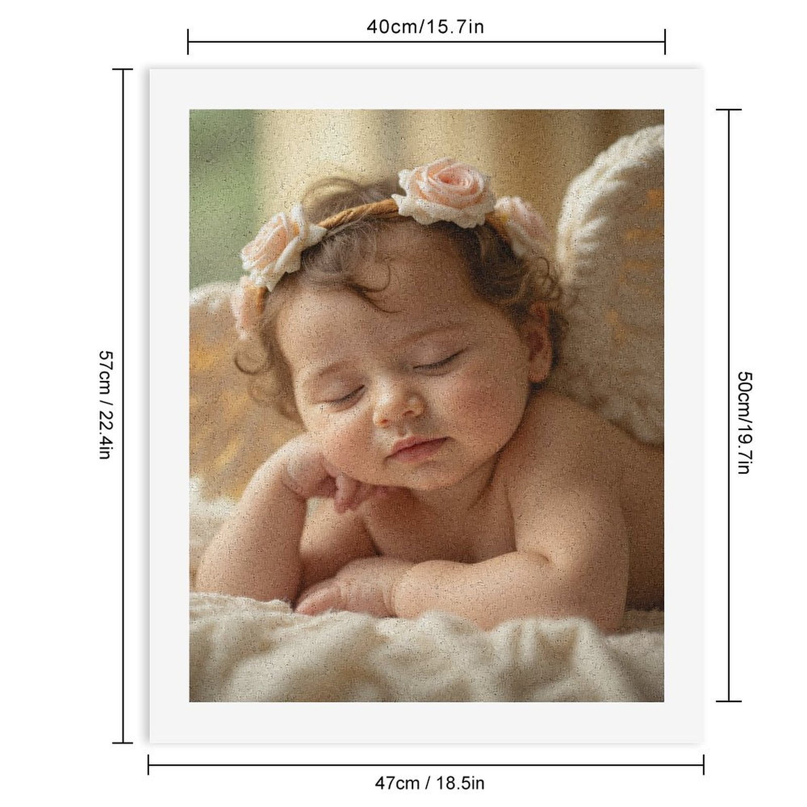 Paint By Numbers Kit for Adults Beginner - DIY Sleeping Angel Flowers Canvas Painting Kits for Adults, Frameless Paint By Number for Adults for Home Wall Decor 16x20 Inch