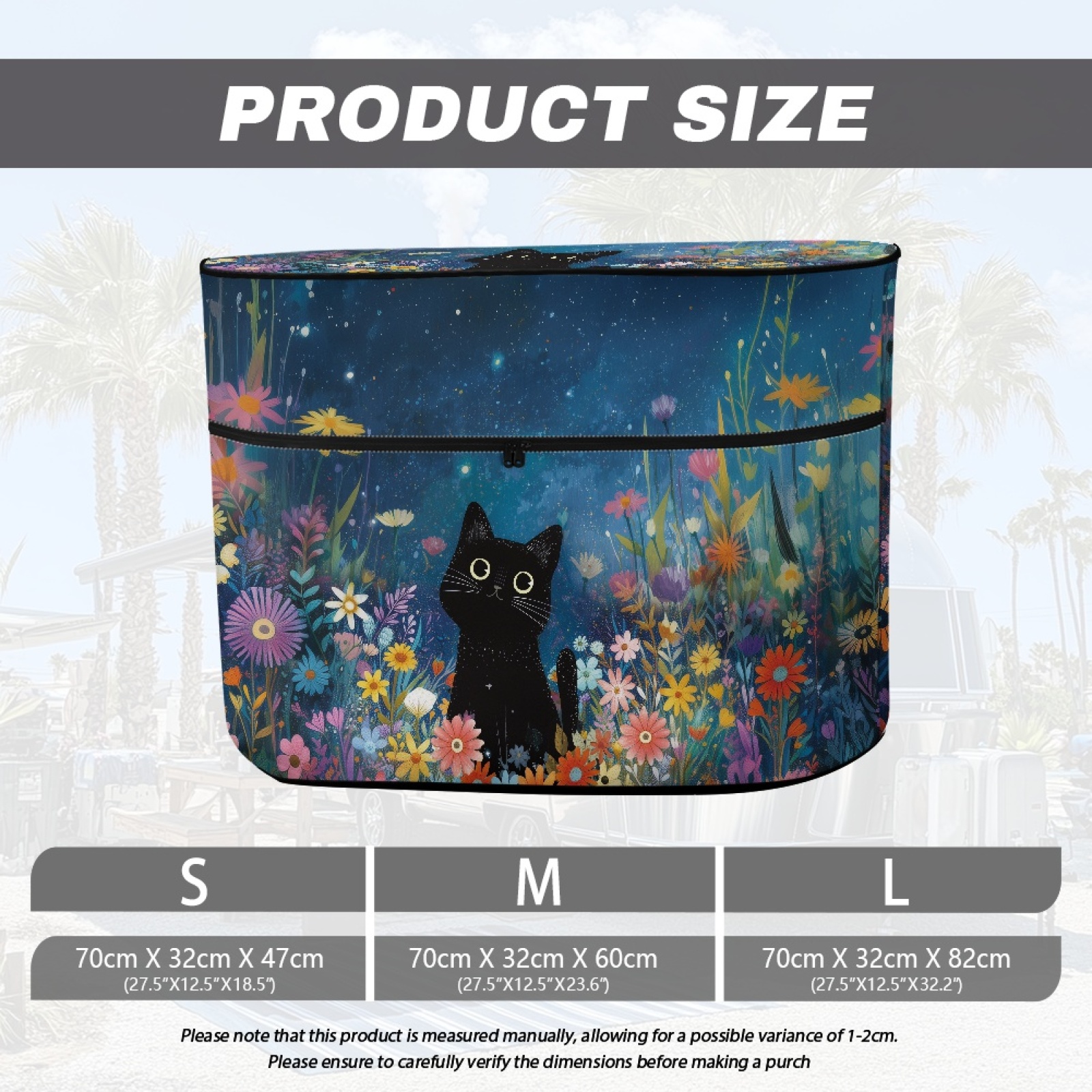 Yuyamidu Cute Black Cat RV Propane Tank Cover Colorful Flowers Double 20 lb Propane Tank Cover for Camper Trailer, Waterproof Trailer Travel Accessories