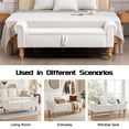 thumbnail image 5 of 60''W Storage Ottoman Bench with Arms, Corduroy Large Storage Bench for King Bed, Upholstered End of Bed Bench, for Bedroom, Entryway, Living Room, White, 5 of 10
