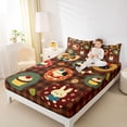 thumbnail image 3 of Homewish Kawaii Dog Rabbit Cat Bed Sheets,Brown Plaid Full Size Sheets,Vintage Animal Decor,4-Piece,1 Flat Sheet, 1 Fitted Sheet and 2 Pillowcases, 3 of 6