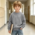thumbnail image 7 of Tdoqot Boys Waffle Knit Sweatshirt Crewneck- Long Sleeve Fall Winter Casual Fashion Kids Basic Tops Gray Size 6, 7 of 7