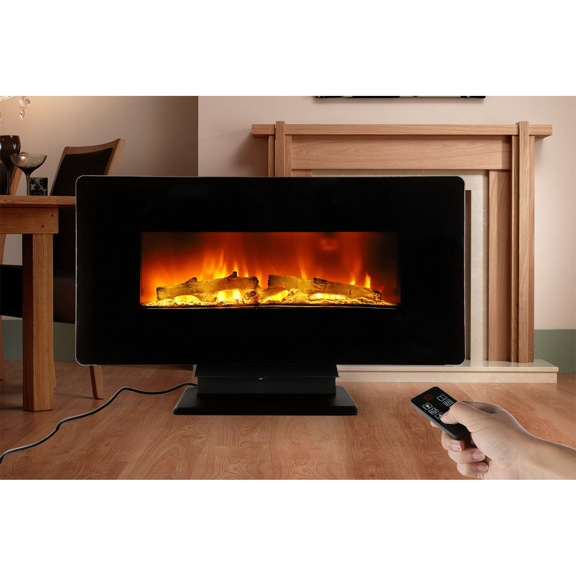 Zimtown Adjustable Electric Wall Mount u0026 Free Standing Fireplace Heater  with Glass,Colorful - Walmart.com