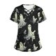 thumbnail image 4 of Tops Cortos para las Mujeres, Halloween Impreso en Cuello en V con Bolsillo, Moda Casual Manga Corta, 4 of 5