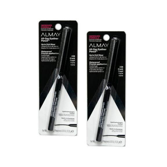 Almay Top of the Line Eyeliner Pencil, Black Pearl [208], 0.01 oz (Pack of 2)