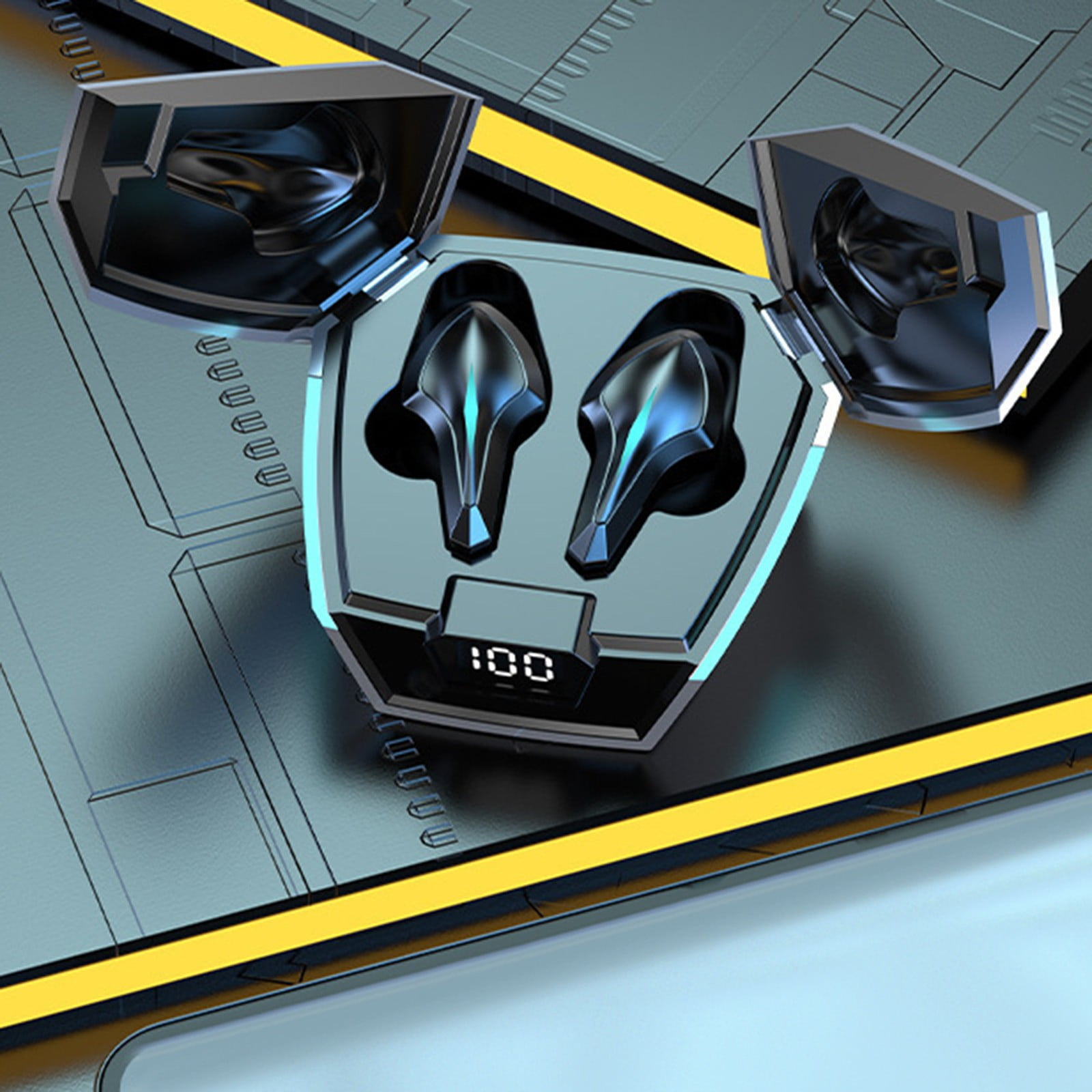 Go Air Pop True Wireless Bluetooth Earbuds & Charging Case - Black, Dual Connect, IPX4 Sweat Resistance, Bluetooth 5 Connection, 3 EQ Sound Settings Signature, Balanced, Bass Boost - Yellow