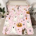 thumbnail image 2 of Manfei Pumpkin Lantern Ghost Full Size Sheets,Happy Halloween Bed Sheets,Pink White Brown Sheet Sets For Teens Boy,Microfiber Bedroom Decor,4pcs, 2 of 7
