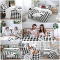 thumbnail image 5 of Queen 4 Piece Bedding Set Happy Easter Bunny Silhouette Bow Soft Breathable Duvet Cover and Pillowcase, Black White Plaid Duvet Cover Set Bed Sheets for Bedroom Dormitory Guest Room, 5 of 9