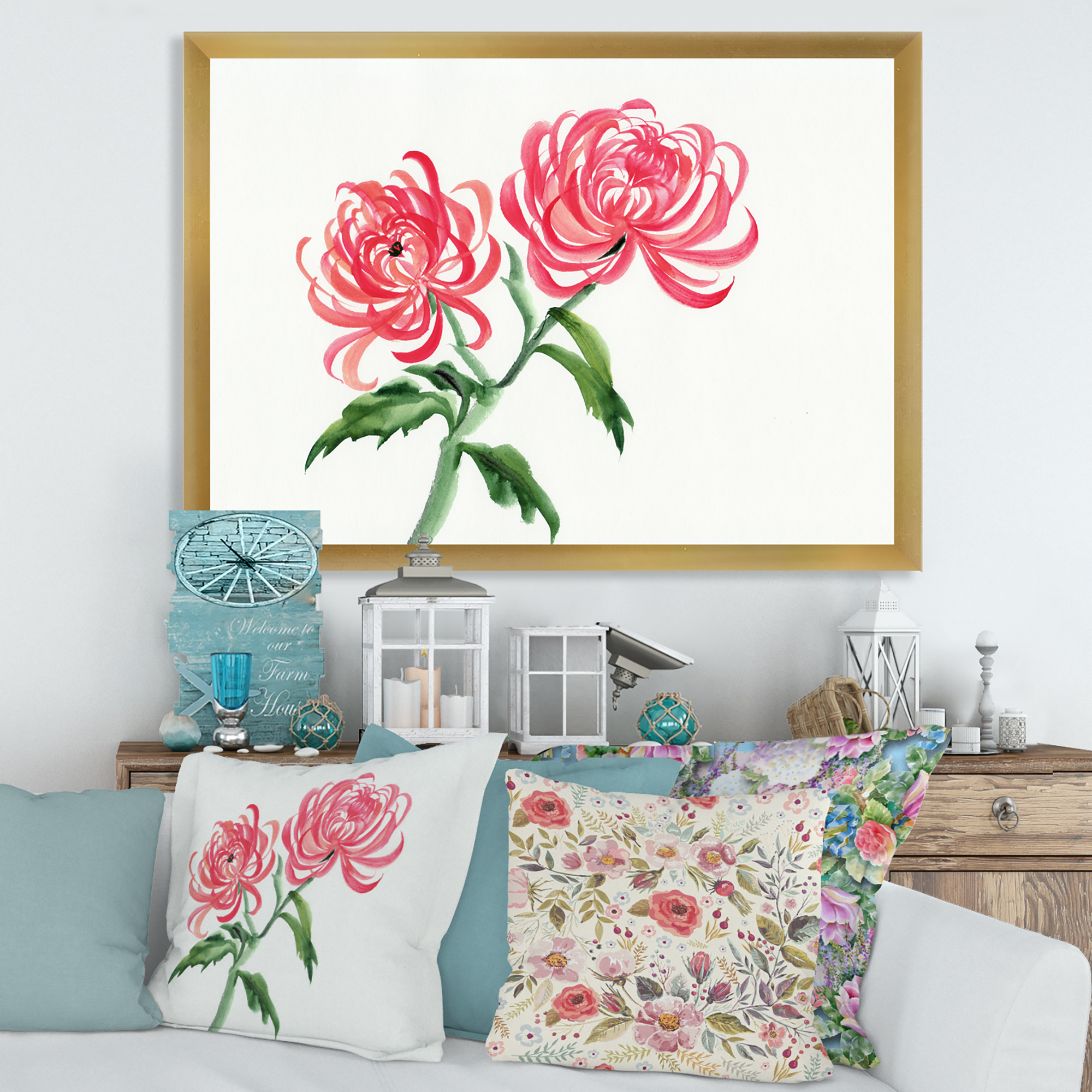 Designart 'Ancient Purple Chrysanthemum Flower' Traditional Framed Art Print