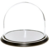 Plymor 8" x 6.5" Glass Display Dome Cloche (Black Wood Veneer Base)
