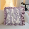 thumbnail image 4 of Vfedsrsge Ruffled Floral Throw Pillow Cover Purple 23x23 Inch - Decorative Polyester Pillowcase, Machine Washable for Living Room Sofa, Holiday Gift, 4 of 6