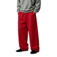 thumbnail image 3 of Cotton Sweatpants for Men Dqueduo Men's Casual Straight-Leg Sports Loose Wide-Leg Pants Red M, 3 of 6