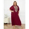 thumbnail image 2 of Moroccan Embroidered Kaftan Abaya Dresses for Women Batwing Sleeve Caftan Loungewear Maxi Beach Tunic Plus Size Africa Robe Casual Summer Outfis, 2 of 11