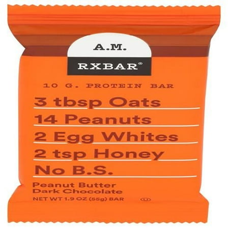 Rxbar Dark Chocolate Peanut Butter Am Bar Sgl, 1.9 Oz - Pack of 2