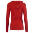 thumbnail image 3 of A2Y Women's Casual Fitted Lightweight Pocket Zip Up Hoodie Red 2XL, 3 of 3