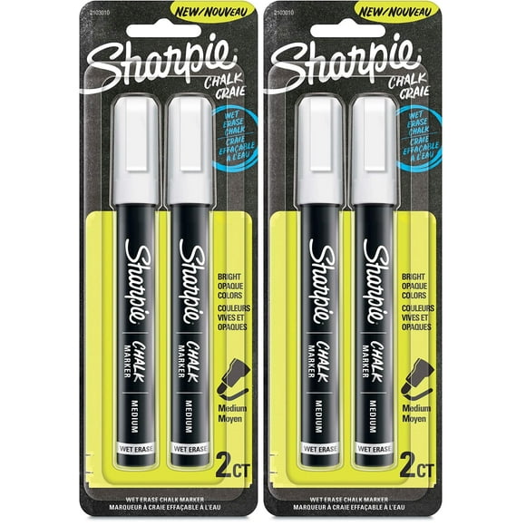 Marcador de tiza Sharpie Wet Erase, blanco, paquete de 2