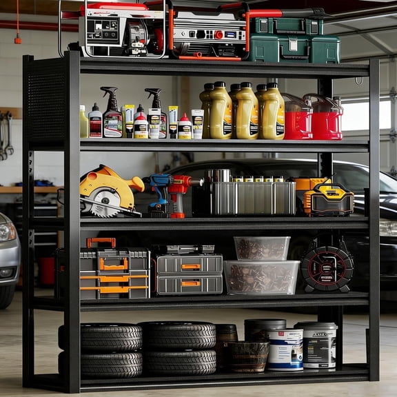 Heavy Duty Garage Shelving Units 72"H48"W24"D, 5-Tier Steel Adjustable Metal Storage Shelves,3000 lbs Industrial Rack for Garage Organization,Basement,Warehouse,Workshop,Utility Shelving for Tools